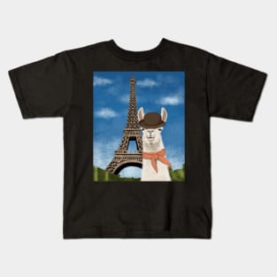 Llama In Paris Kids T-Shirt